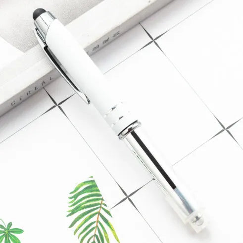 Metal capacitive stylus ballpoint pen with LED light in five colour options