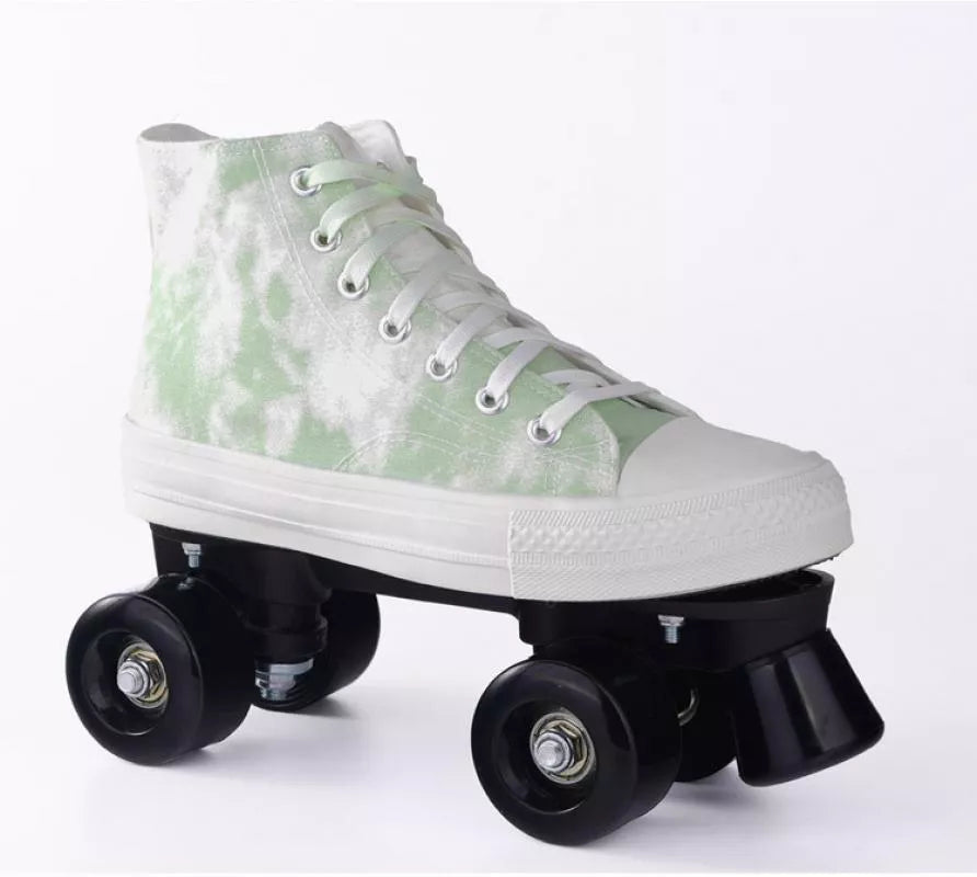 Adult camouflage canvas roller skates with double row PU wheels in various colors
