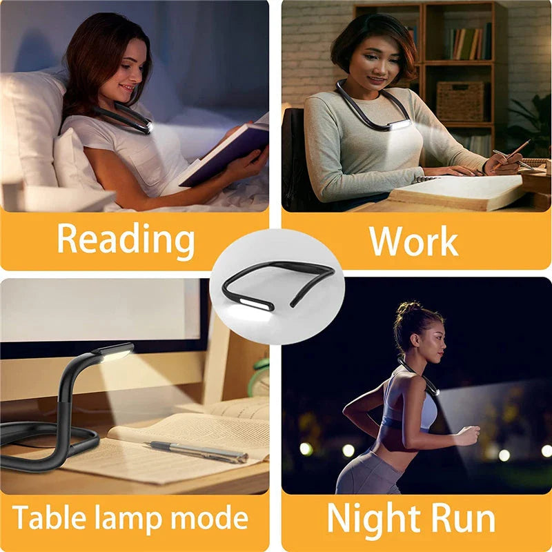 Hands-Free Dimmable LED Neck Reading Light with Flexible Gooseneck, Adjustable Lighting Modes, and Comfortable Ergonomic Design