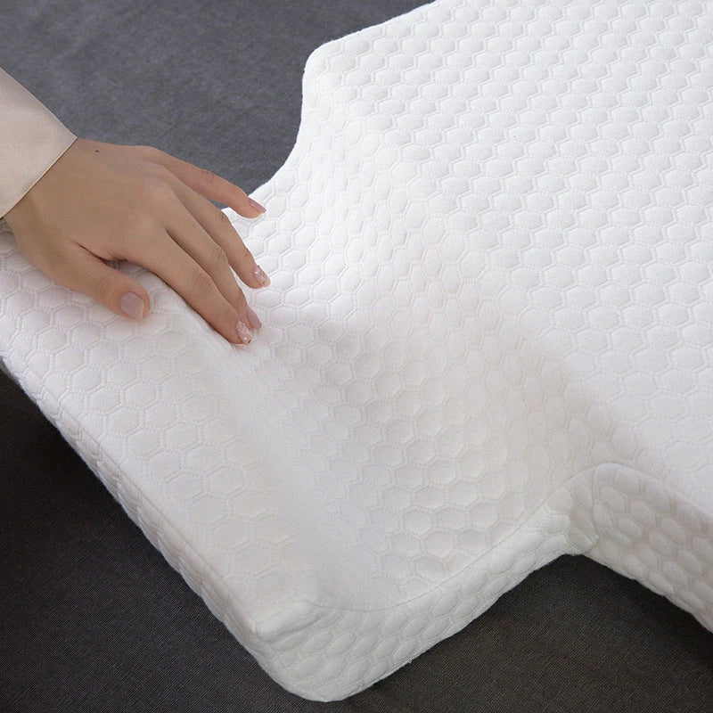 Cozy couple's memory foam pillow with pressure relief groove and cervical support