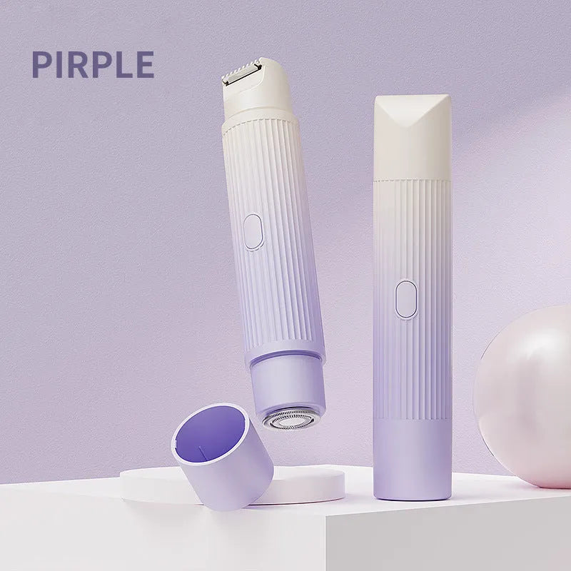 Digital display Type-C USB women's shaver in gradient purple colour for full-body hair removal.