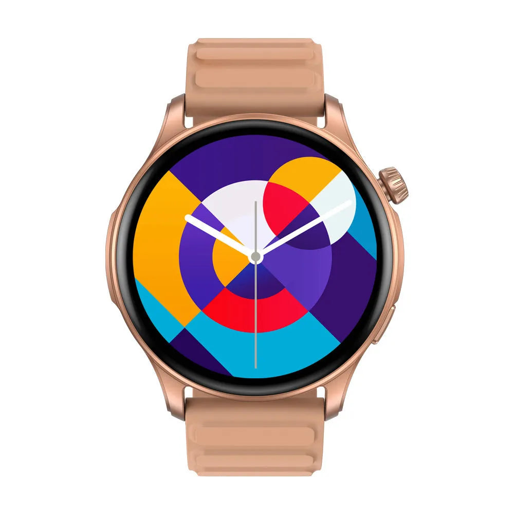 Btalk 3 Pro smart watch in blue showing AMOLED display with heart rate and call functions