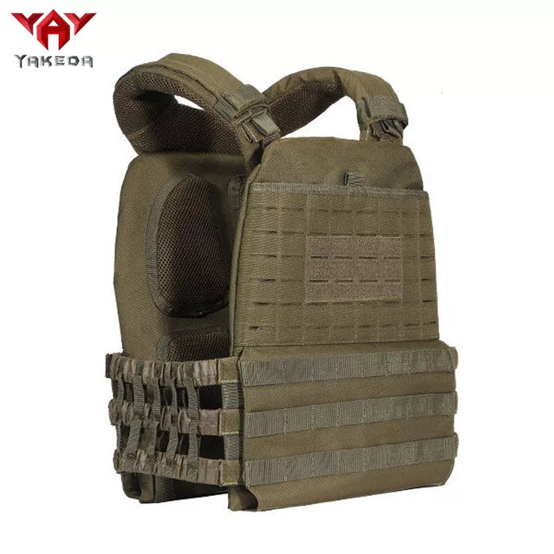 Tactical combat vest in military green with adjustable waist for outdoor training