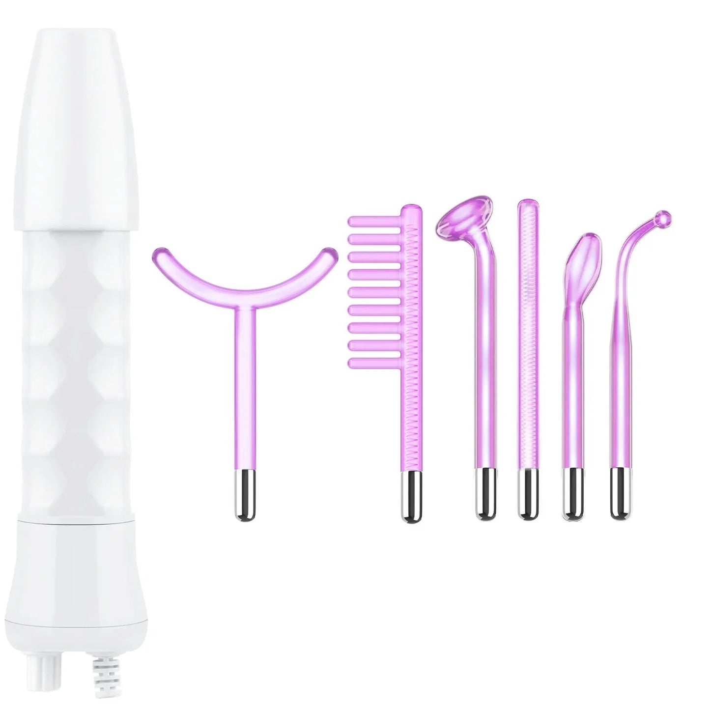 Purple high-frequency beauty instrument with six accessory heads for professional skin treatment