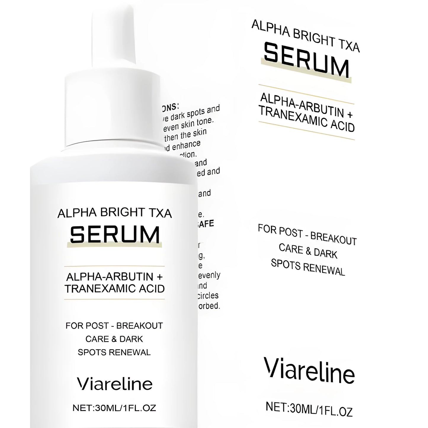 30ml bottle of acne spot removing liquid with arbutin and tranexamic acid formula