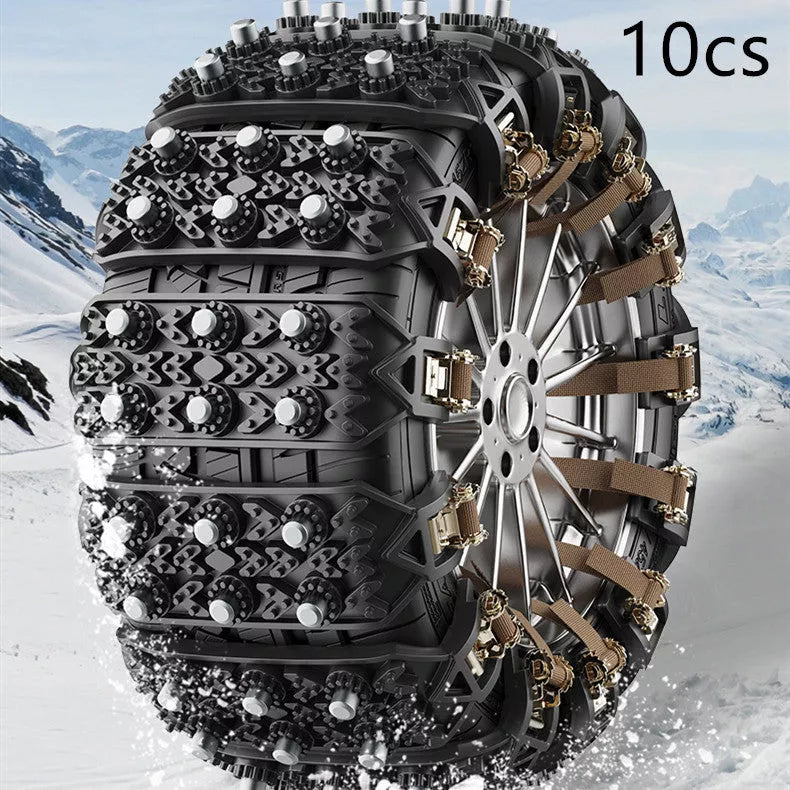 Universal rubber snow nonskid chains for car tires in yellow and black