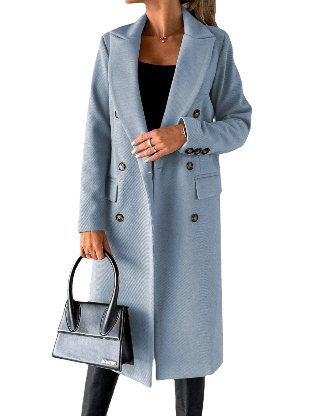 Stylish long sleeve lapel coat in various colors for trendy winter fashion