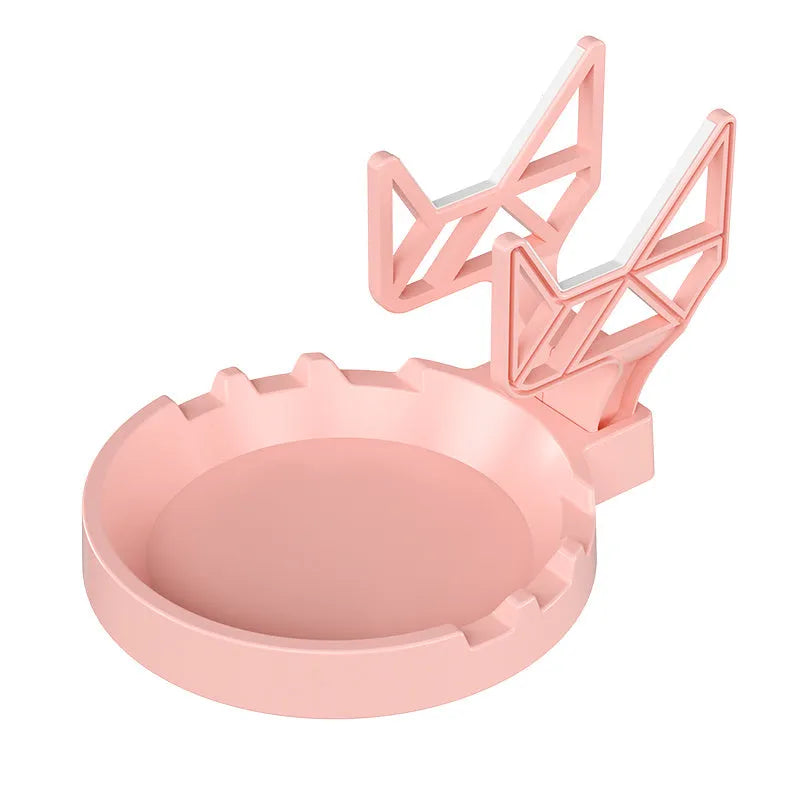 Black ABS plastic wall hanging rack with an X-shaped handle, shown with adhesive gel and screws for mounting.