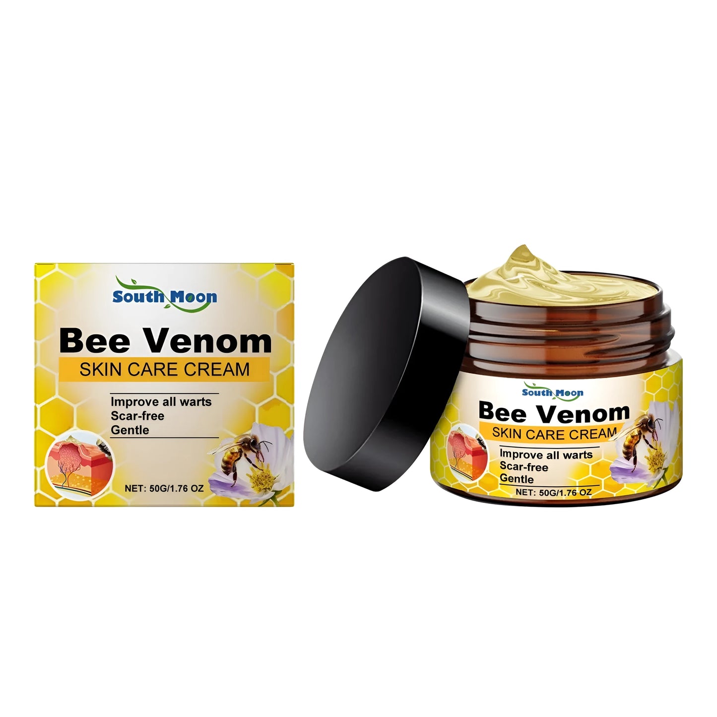 50g jar of skincare cream with bee venom, honey and tea tree oil
