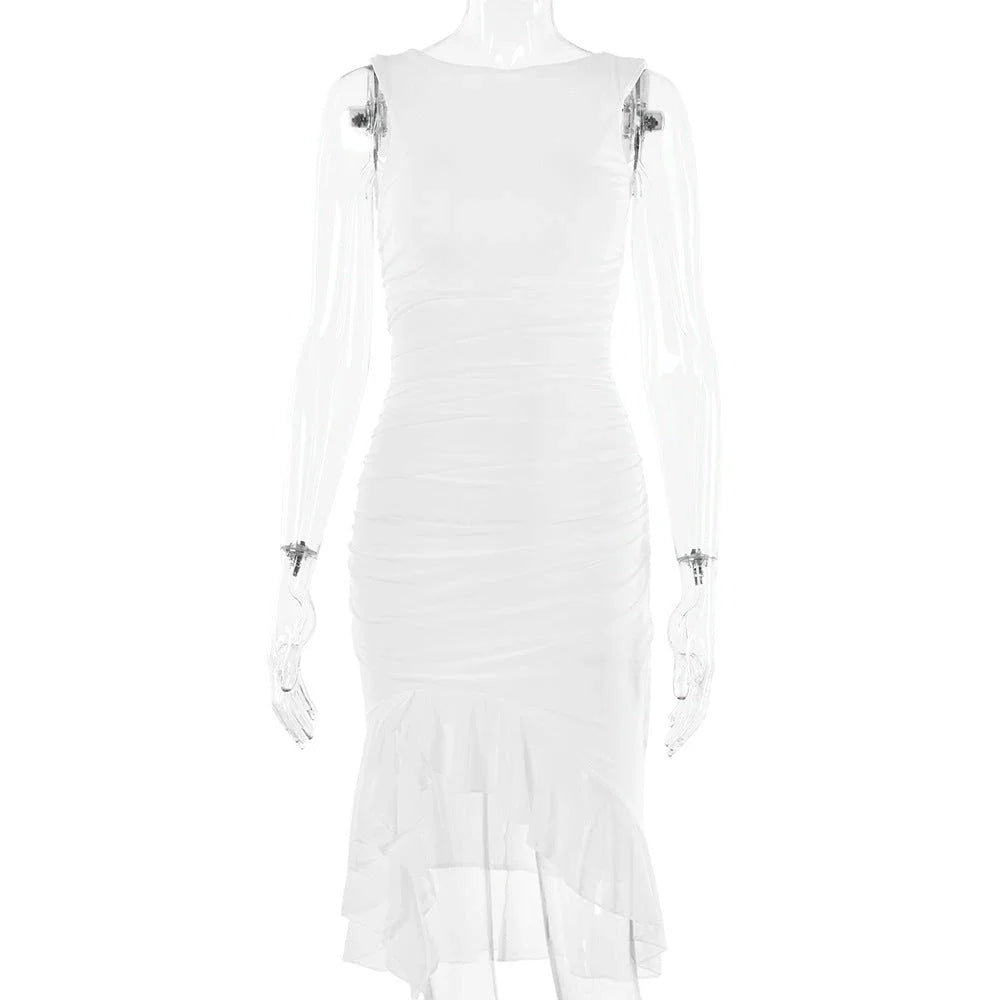 Slim, sleeveless mini dress in various colors, perfect for summer parties and clubs