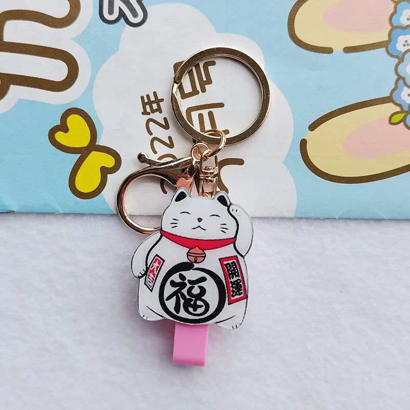 Lucky Cat plastic certificate sleeve set with decorative pendant in cartoon style
