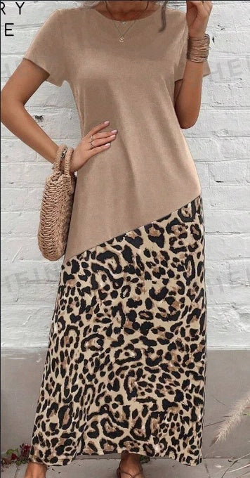 Chic leopard print knit dress with stretchy, comfortable fabric and versatile silhouette