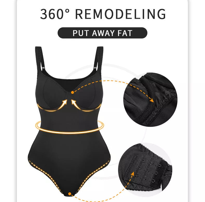 Black jumpsuit shapewear with free bra for sports, sizes S to 4XL