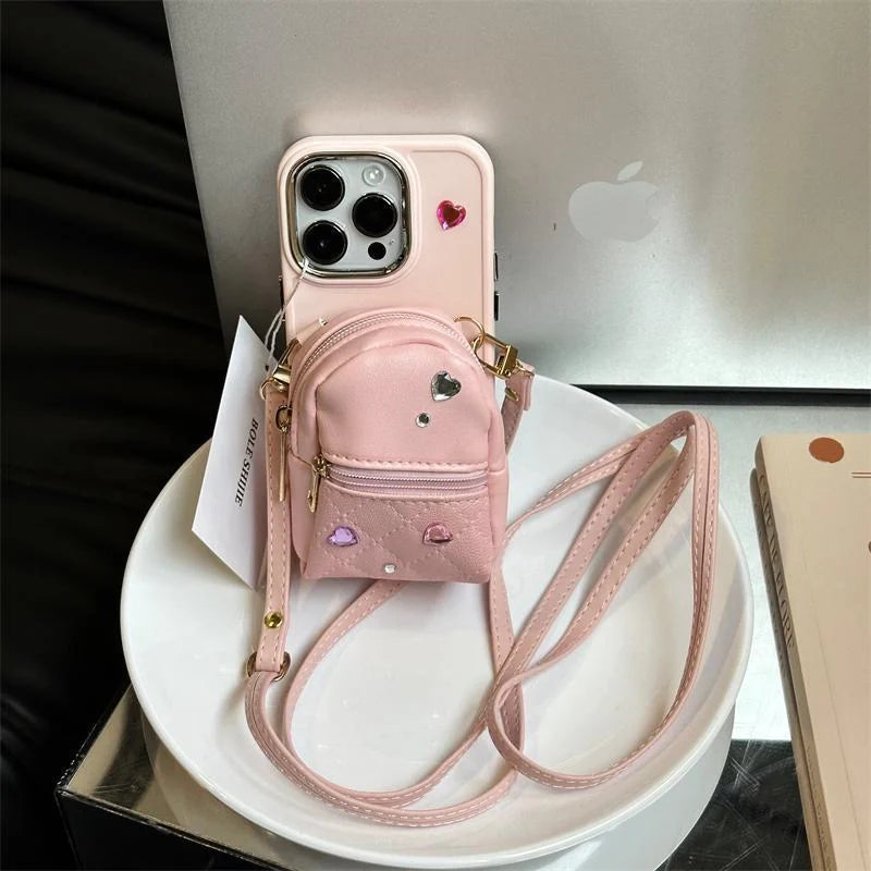 Stylish Crossbody Phone Wallet with Removable Strap for Apple iPhones in White, Black, and Pink Colors
