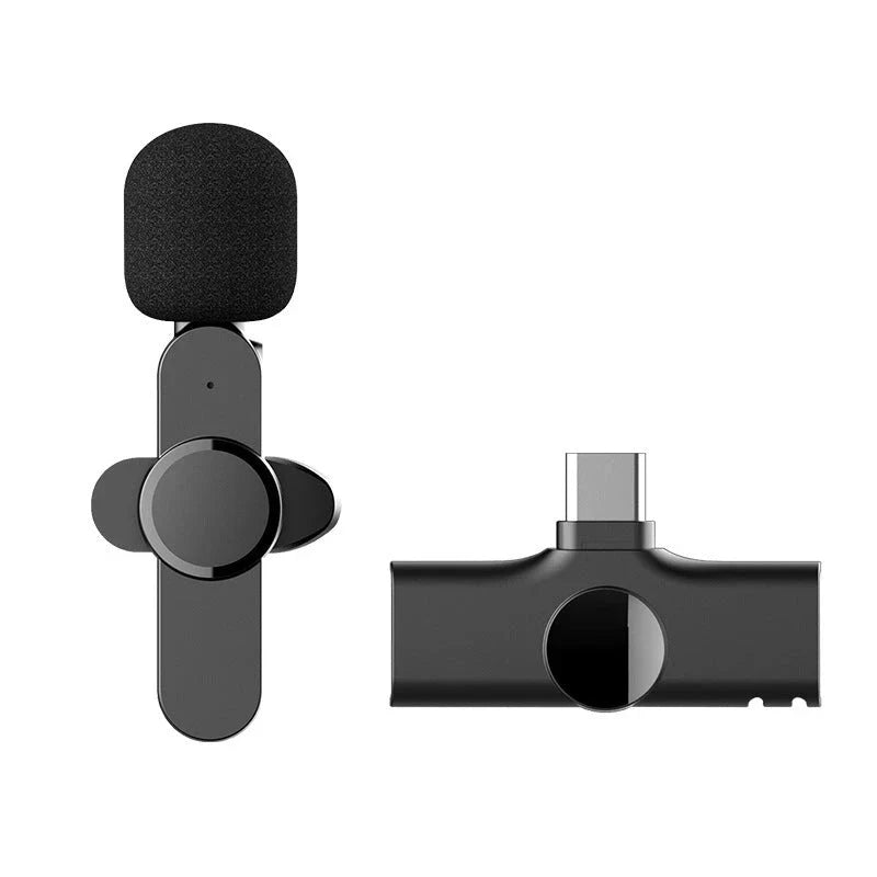 Wireless lavalier microphone with Bluetooth connectivity for Android phones and tablets, featuring a compact and durable design for high-quality audio capture