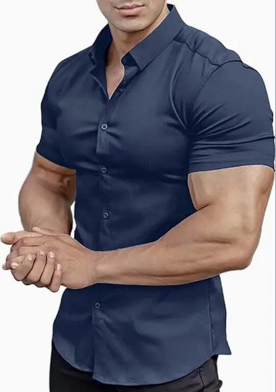 Men's casual short sleeve printed shirt in polyester available in multiple colours and sizes S to 5XL