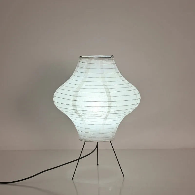 Japanese style table lamp with Xuan paper decorative shade showing three-colour LED lighting