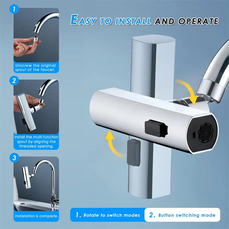 Versatile kitchen faucet with adjustable water flow modes, high-arc design, and pull-down sprayer for efficient cleaning and rinsing
