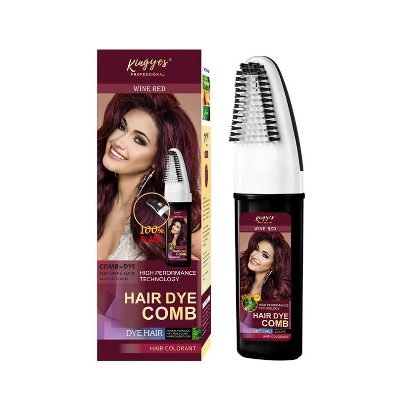 Hair colouring comb kit with 200ml bottle and attached applicator in brown, wine red or dark brown.