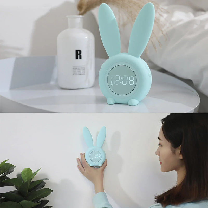 Adorable Bunny Ear LED Alarm Clock with Sound Control