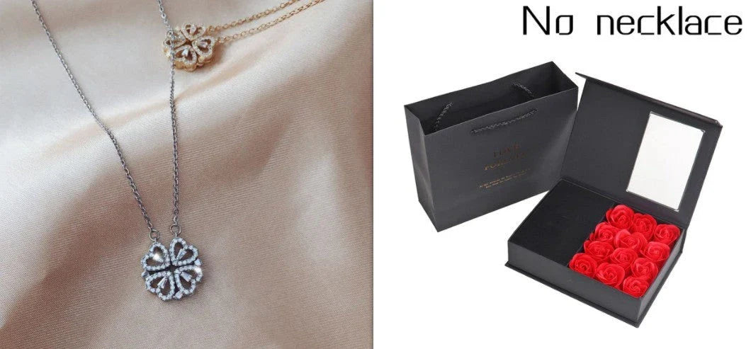 Elegant four-leaf clover necklace with magnetic and detachable design for versatile styling