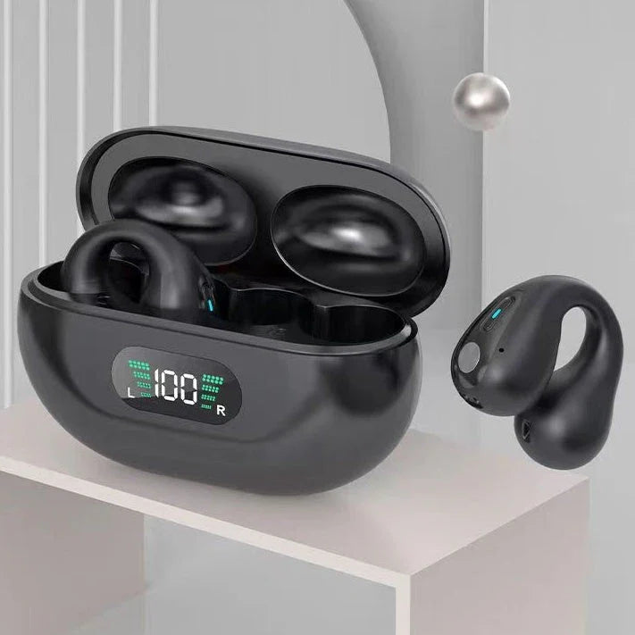 Wireless Bone Conduction Headphones with Bluetooth 5.3, Comfortable Ear Clips, and Deep Bass Audio Performance