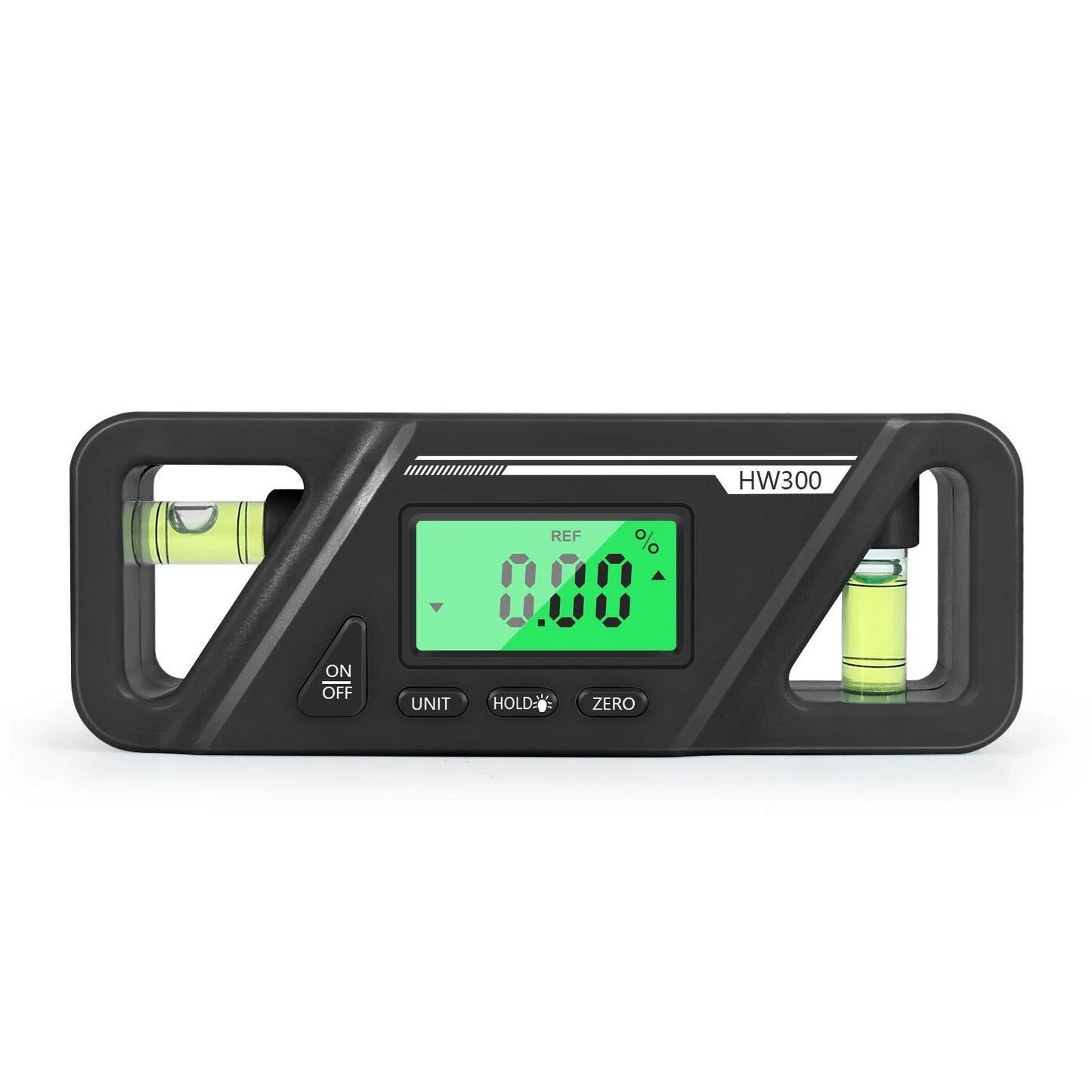 Digital magnetic inclinometer level gauge showing angle readout on its display.