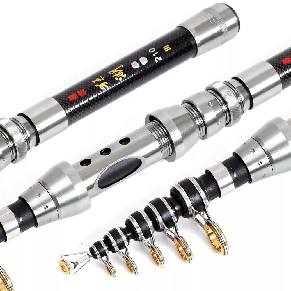 Carbon Ultra-short Mini Sea Fishing Rod with retractable handle for easy transport and storage
