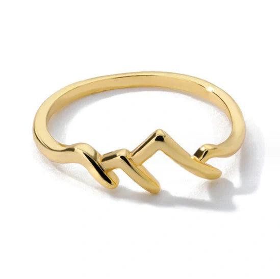 Handcrafted mountain-shaped copper ring with unique design and antibacterial properties