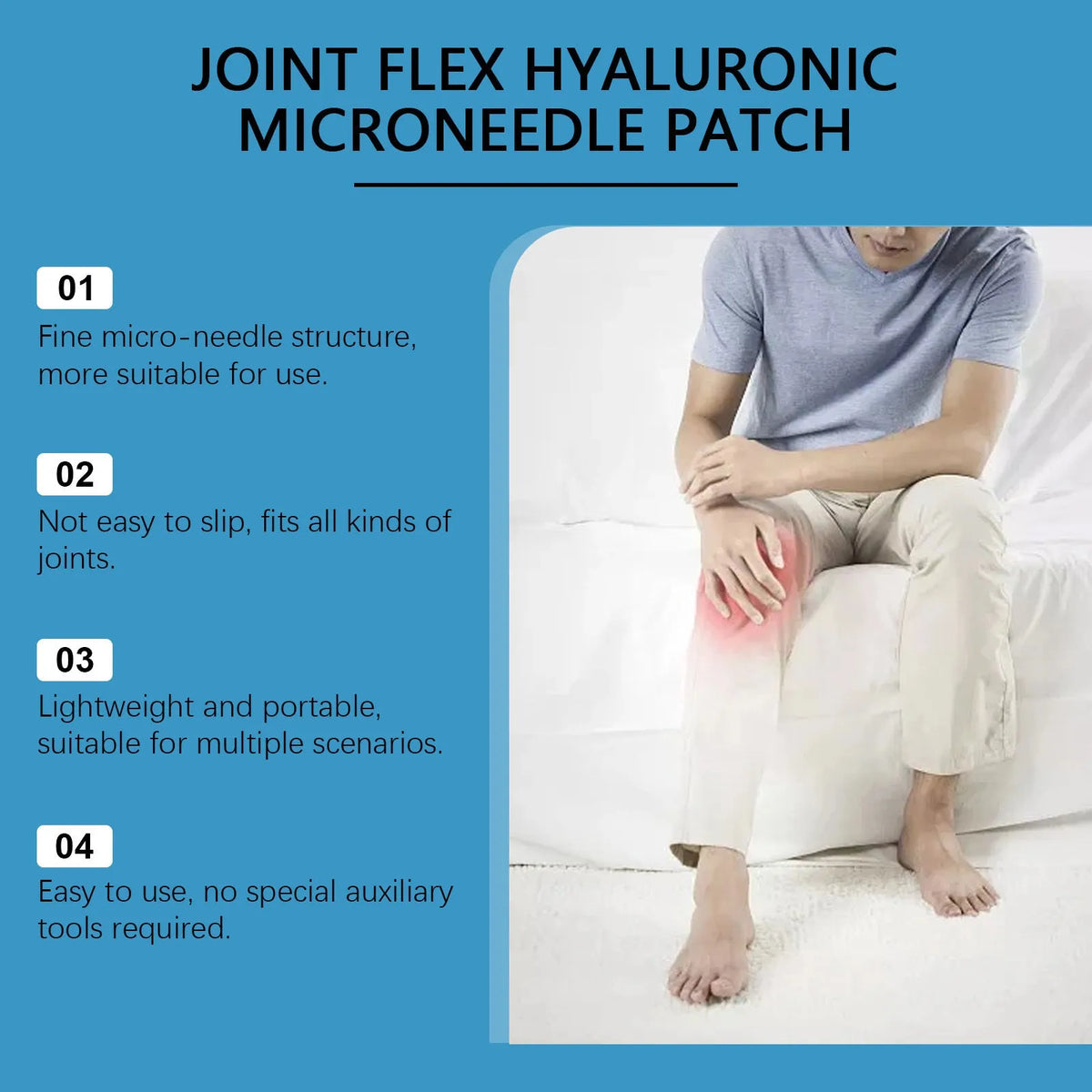 Pack of four Curcumin and Hyaluronic Acid joint pain relief microneedle patches.