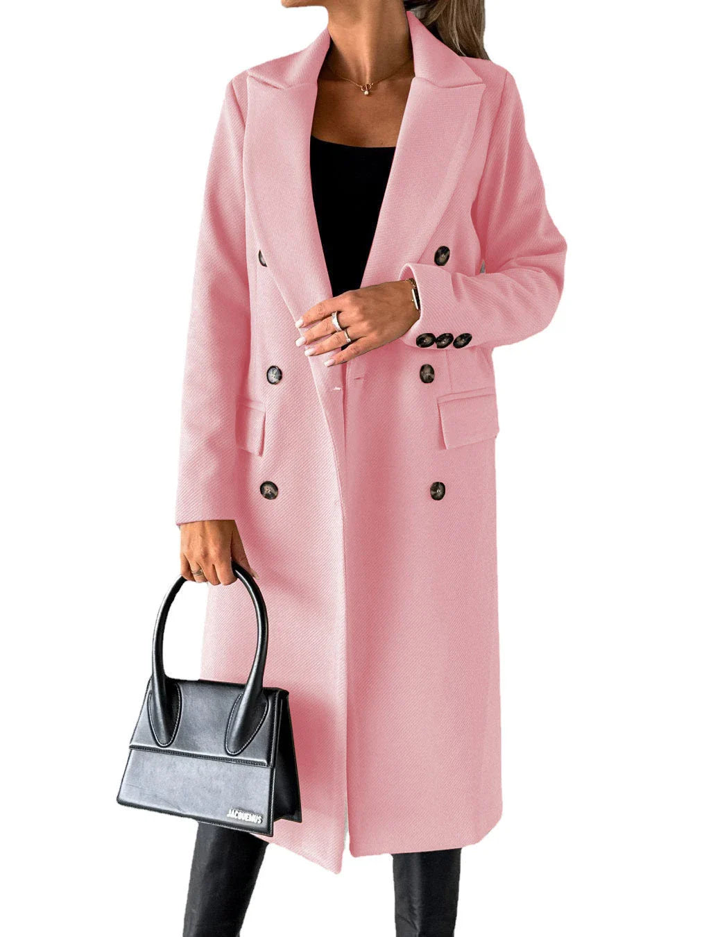 Stylish long sleeve lapel coat in various colors for trendy winter fashion