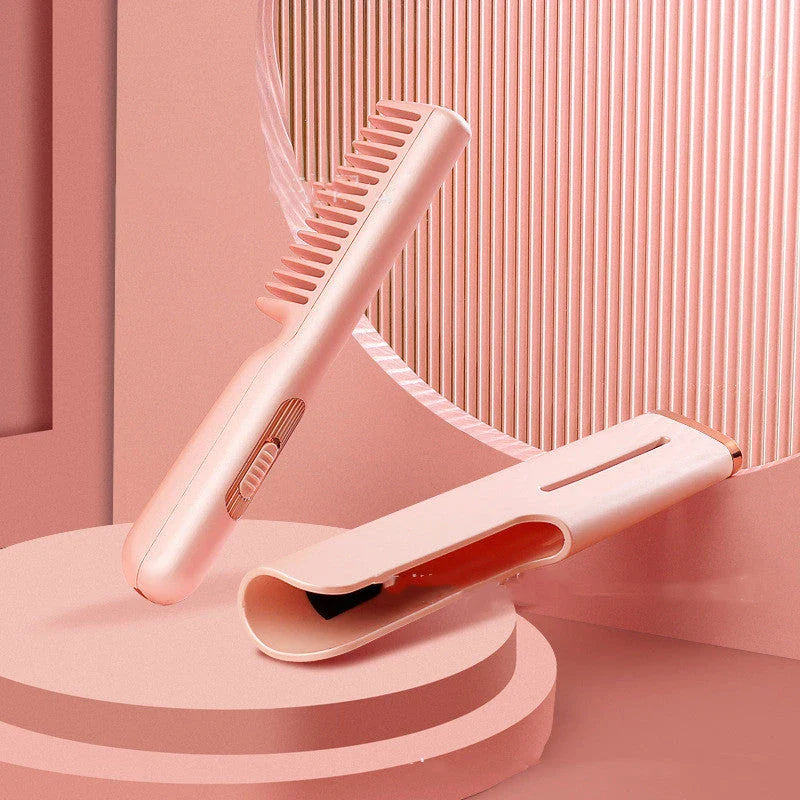 Wireless hair straightening comb with integrated styling features for salon-quality results at home