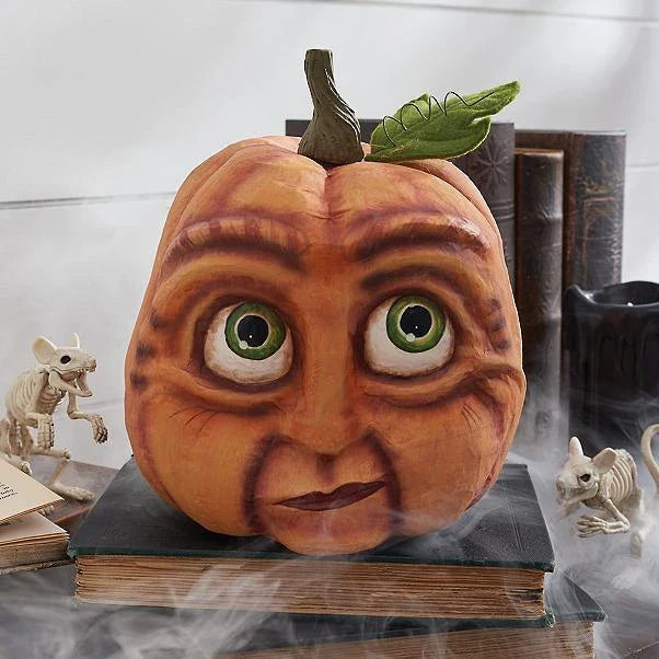 A collection of resin-crafted pumpkins in various sizes and shapes, perfect for Halloween decorations and displays.