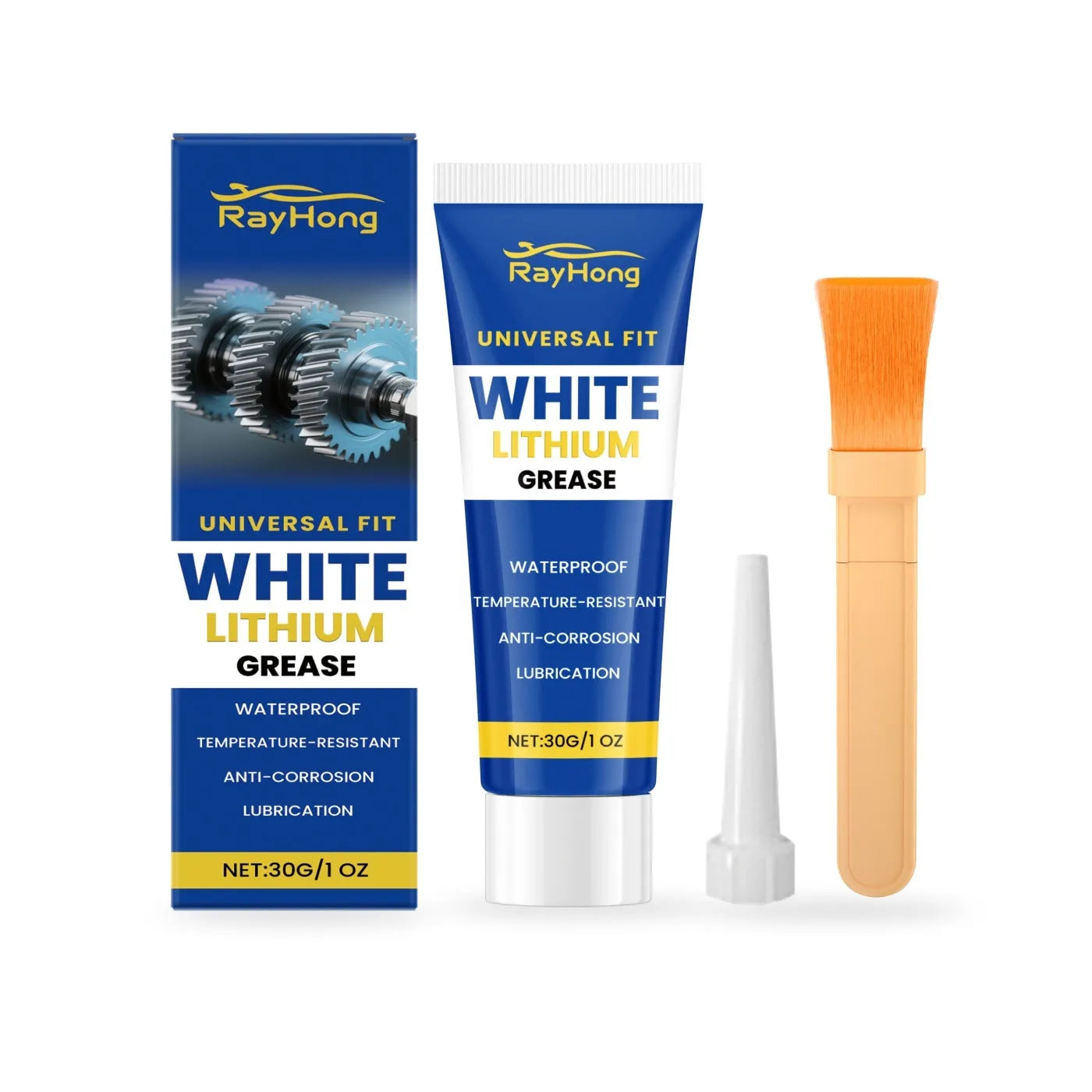 White lithium grease 30g tube with applicator brush and tip for automotive lubrication