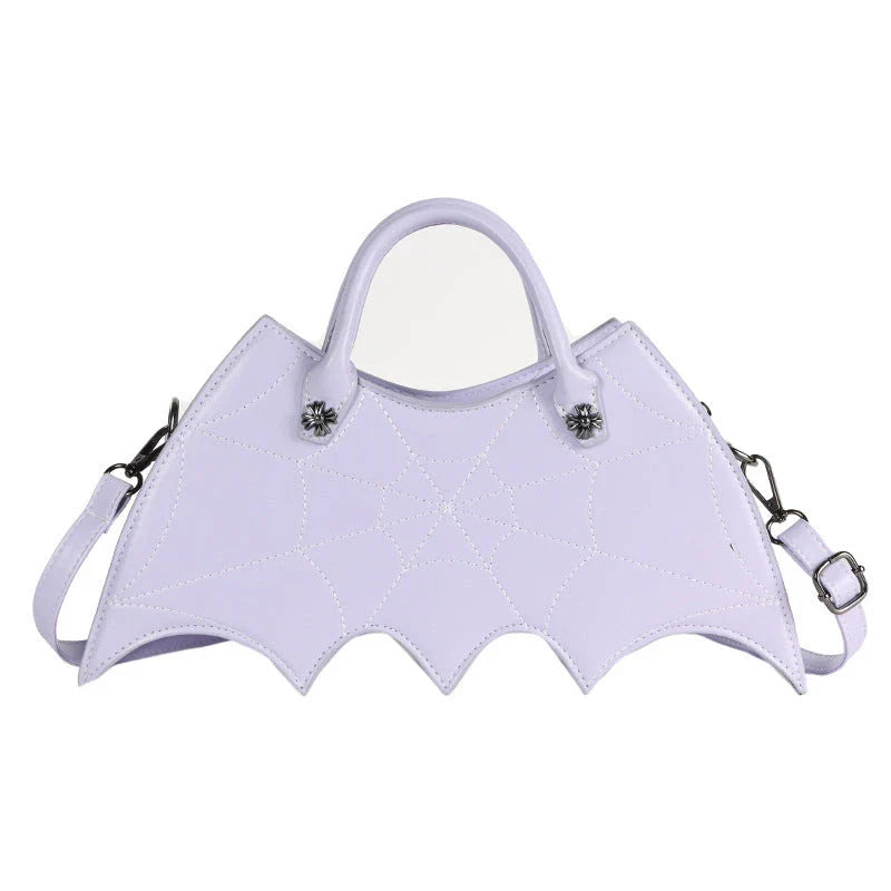 Stylish Halloween spider web crossbody bag in various colors, including black, white, brown, pink, and purple