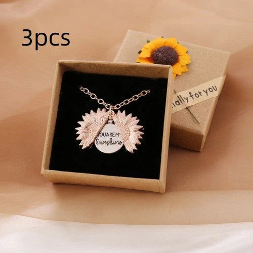 Radiant sunflower charm necklace with adjustable chain for a personalized fit