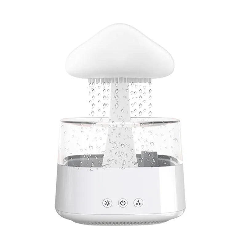 Wood grain raining cloud desk humidifier with essential oil diffuser and night light feature