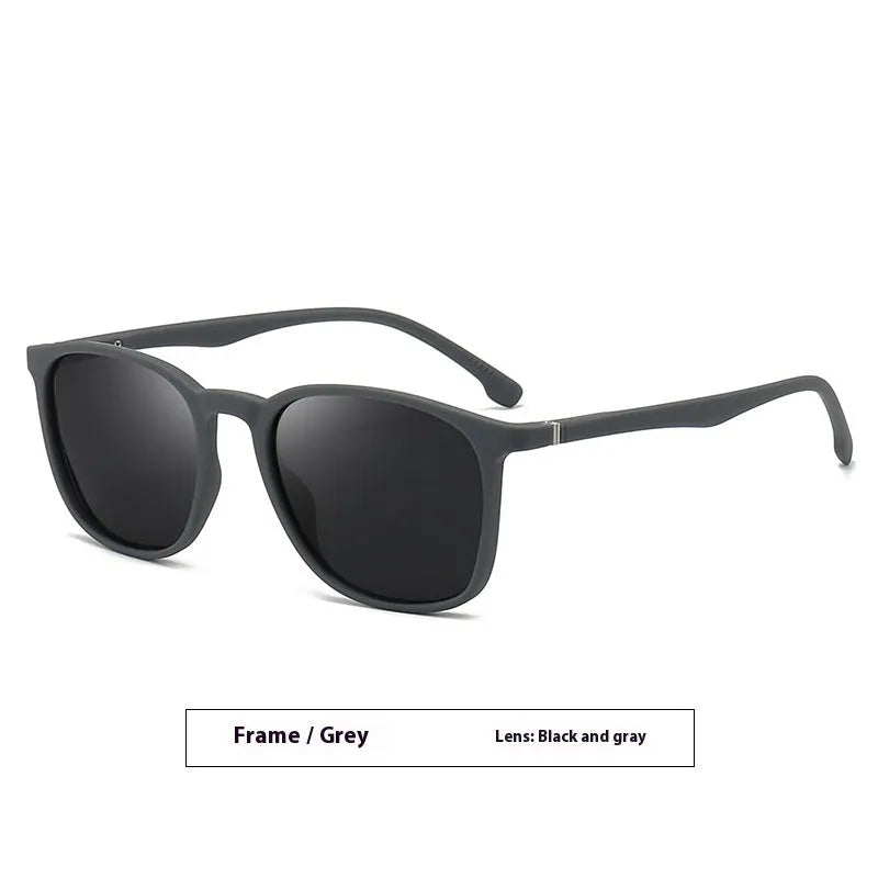 Men's polarised sunglasses with PC frame and elastic paint on spectacle foot for grip