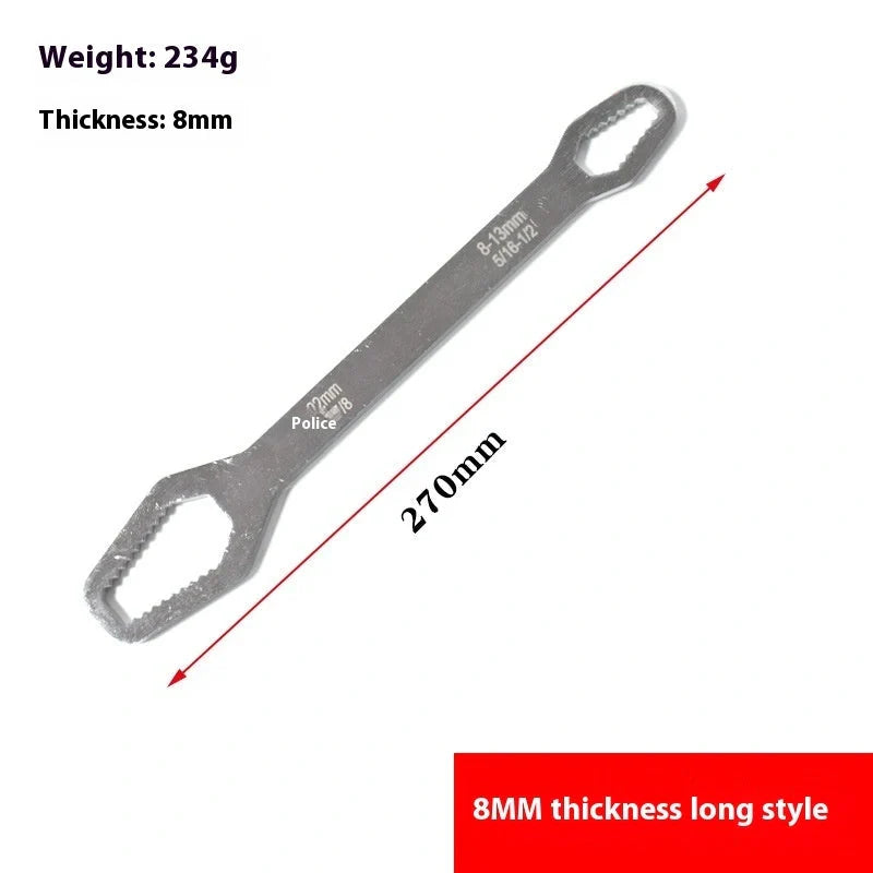 Dual-headed wrench made of durable 45# steel with a galvanized finish, designed for versatile household use