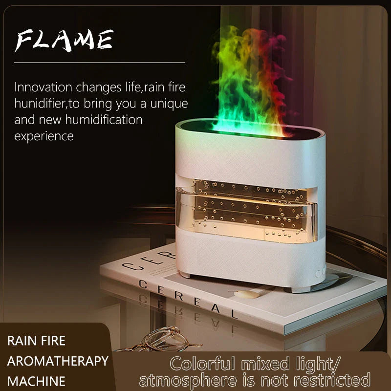 Relaxing Rain Cloud Humidifier with Flame Effect and Aromatherapy Diffuser