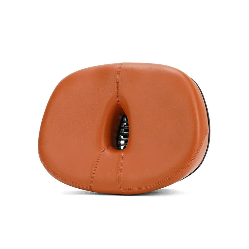 Large red plus-size thickened bicycle saddle with PU pattern and reflective sticker.