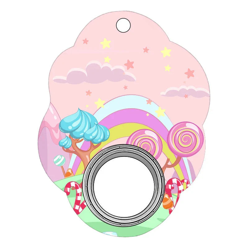 Customizable fidget spinner toy with keychain, available in various designs for stress relief and focus