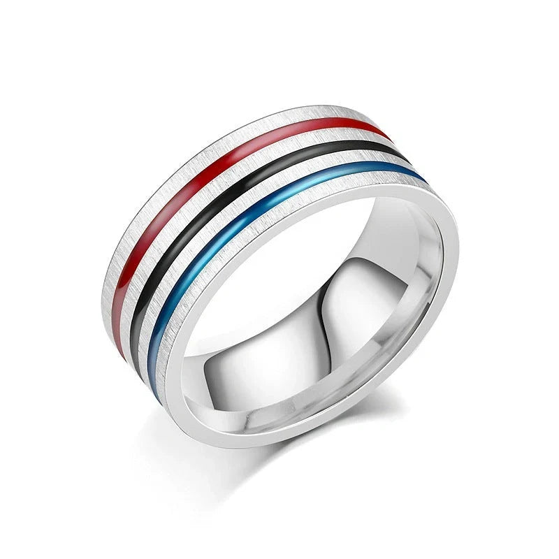 Titanium Steel Ring with Captivating Rainbow Oil Drip Design, Featuring a Unique Flower Shape and Available in Multiple Sizes