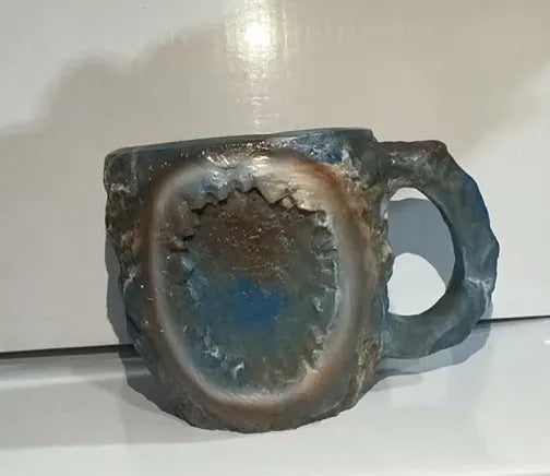 400ml resin mineral crystal coffee mug with handle in assorted colours including purple, blue, and pink.