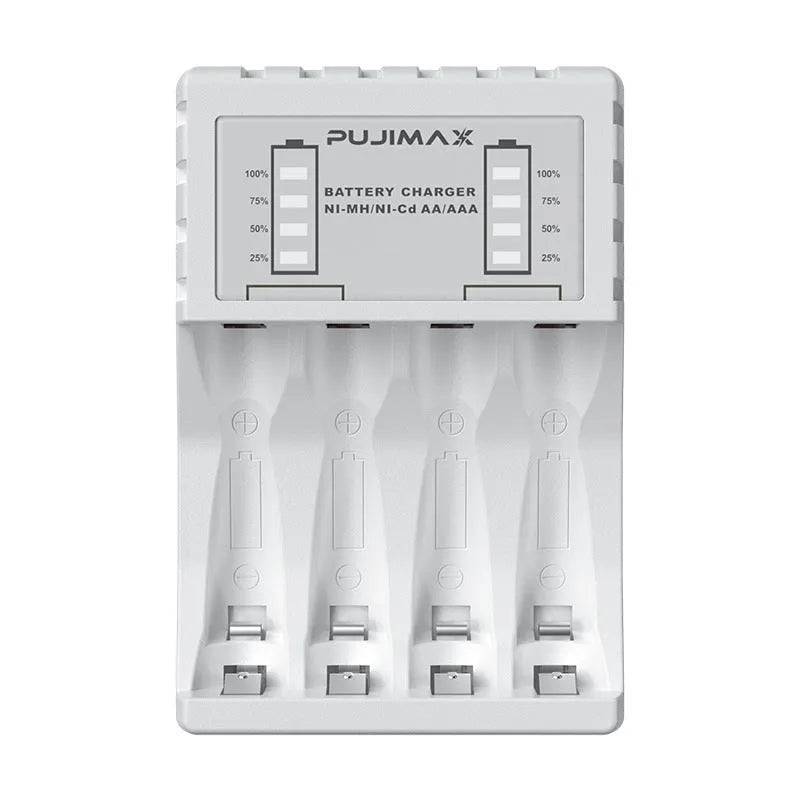 Black household Ni-MH battery charger with screen display for AA and AAA rechargeable batteries, American plug