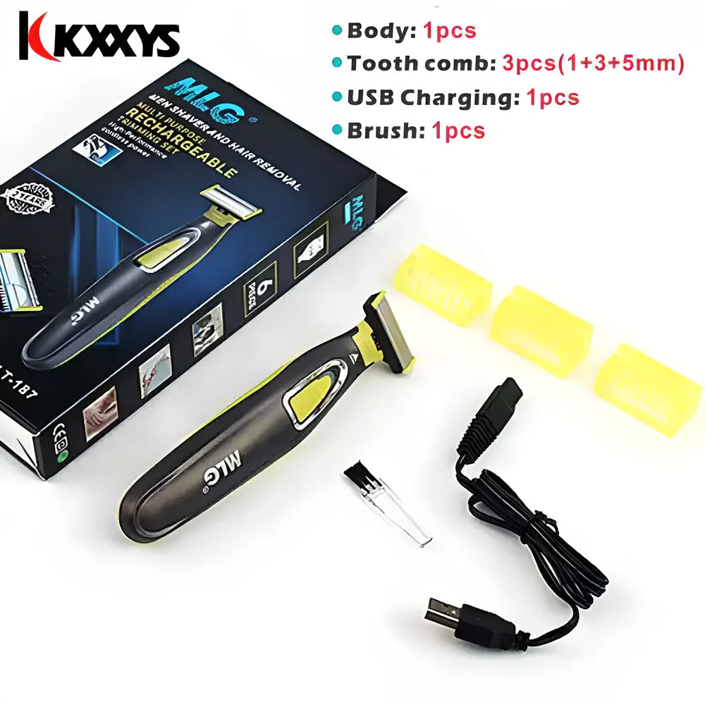 Premium rechargeable electric shaver with multiple comb sizes for customized, irritation-free grooming