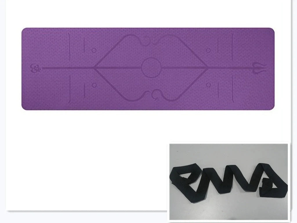 Premium non-slip yoga mat with printed alignment lines for improved form and stability during yoga practice