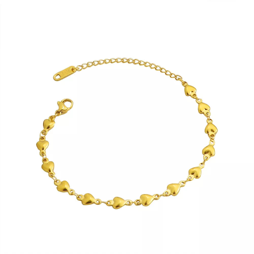 Gold Chain Heart Bracelet in Stainless Steel with elegant heart design