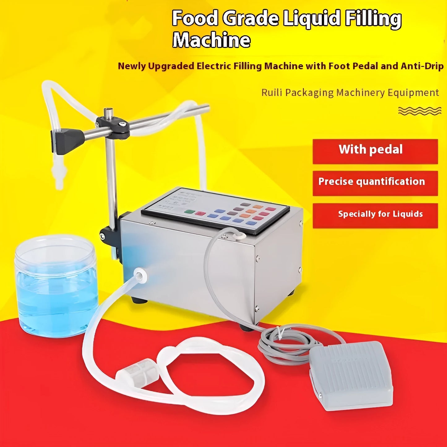 CNC automatic quantitative liquid filling machine GFK-280 model on a benchtop.