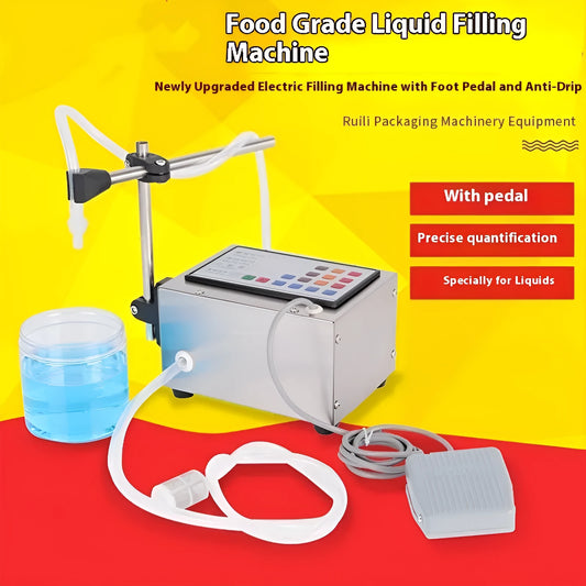 CNC automatic quantitative liquid filling machine GFK-280 model on a benchtop.